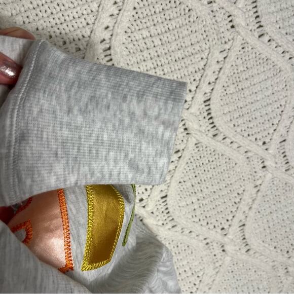 DISNEY | Rainbow Sweatshirt Epcot Neon Satin Letters Appliqué Gray Multi Color S - Picture 3 of 7